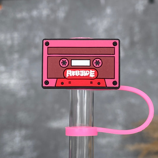 80’s Cassette Tape Straw Topper pink
