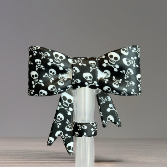Skulls 3D Bow Straw Topper