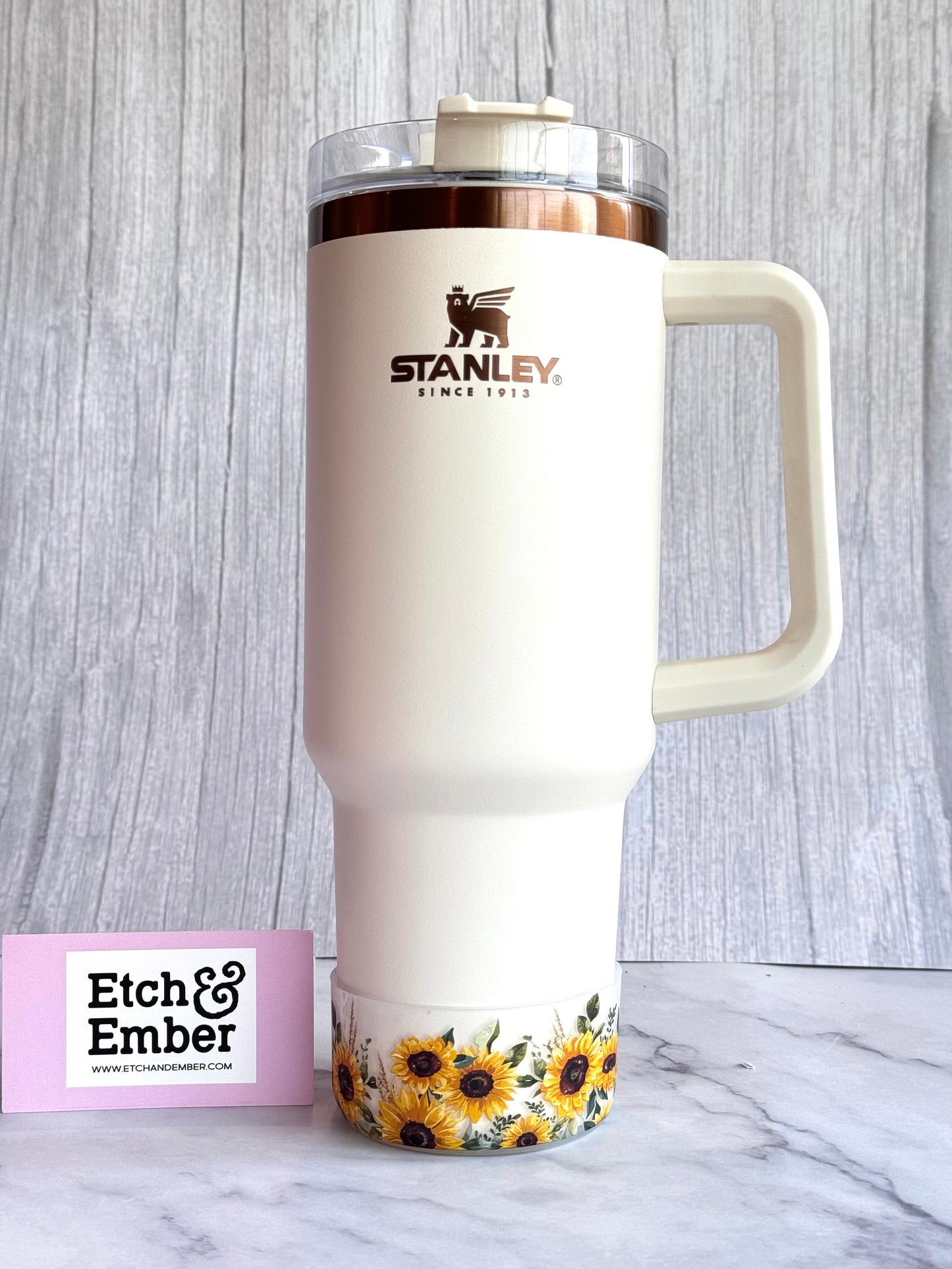 Sunflowers Clear Smooth Tumbler Boot -fits 20-40oz New! Patent Pending