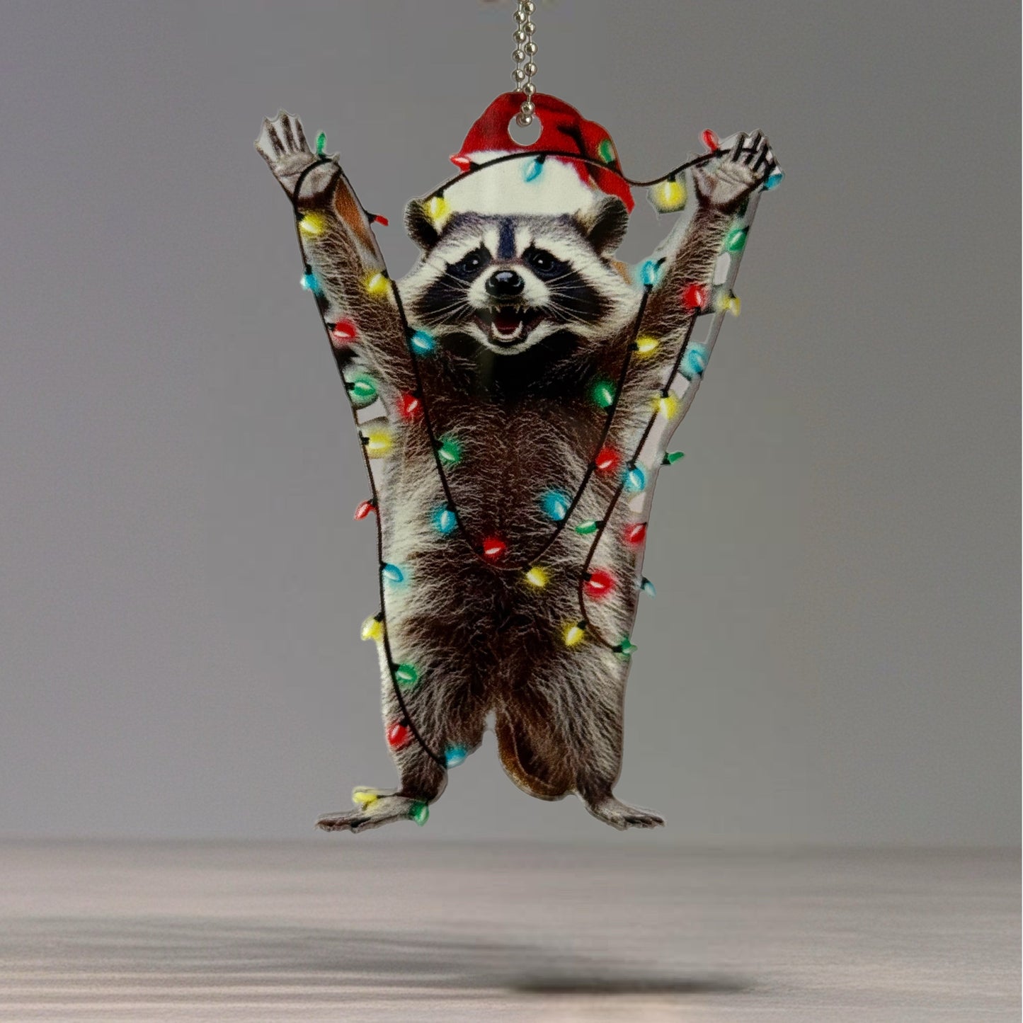 Christmas Lights Raccoon Charm - Tumbler Handle Charm