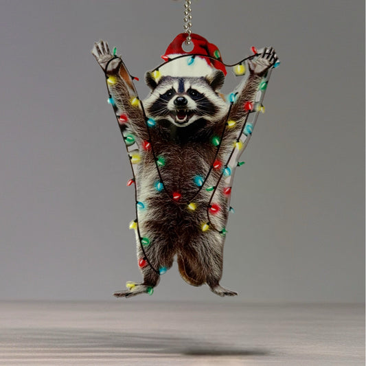 Christmas Lights Raccoon Charm - Tumbler Handle Charm