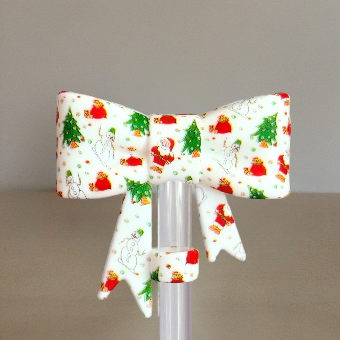 St. Nick Christmas 3D Bow Straw Topper