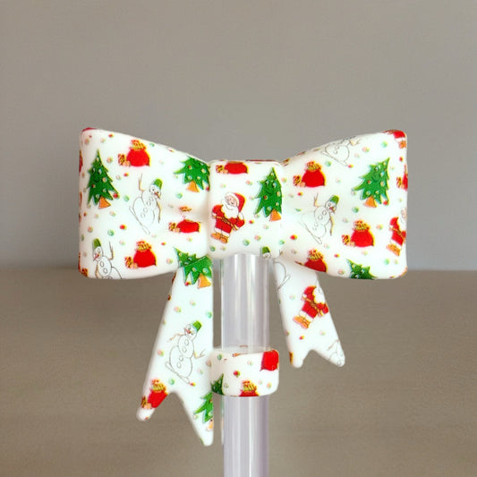 St. Nick Christmas 3D Bow Straw Topper