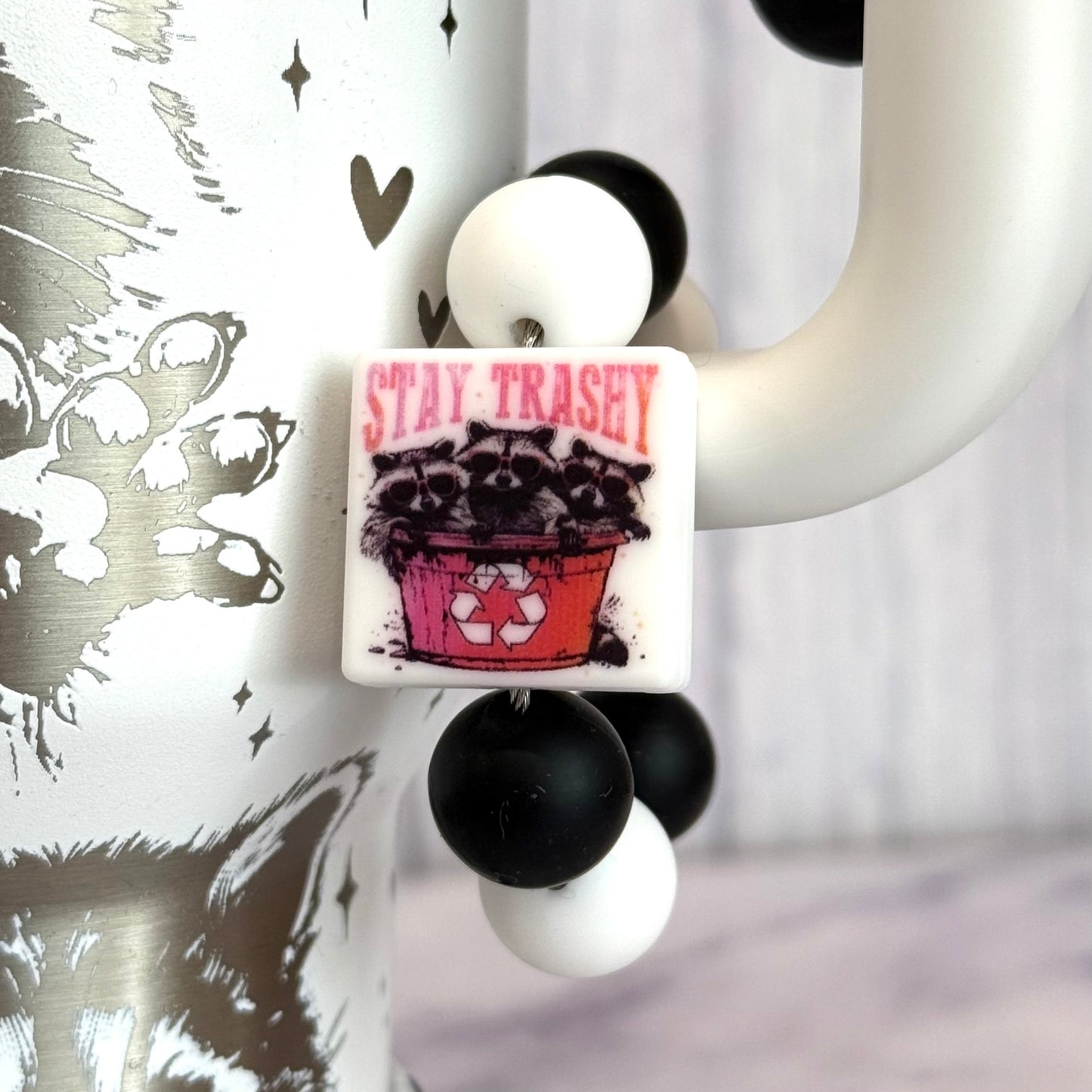 Stay Trashy Raccoon Bracelet - Tumbler Handle Charm