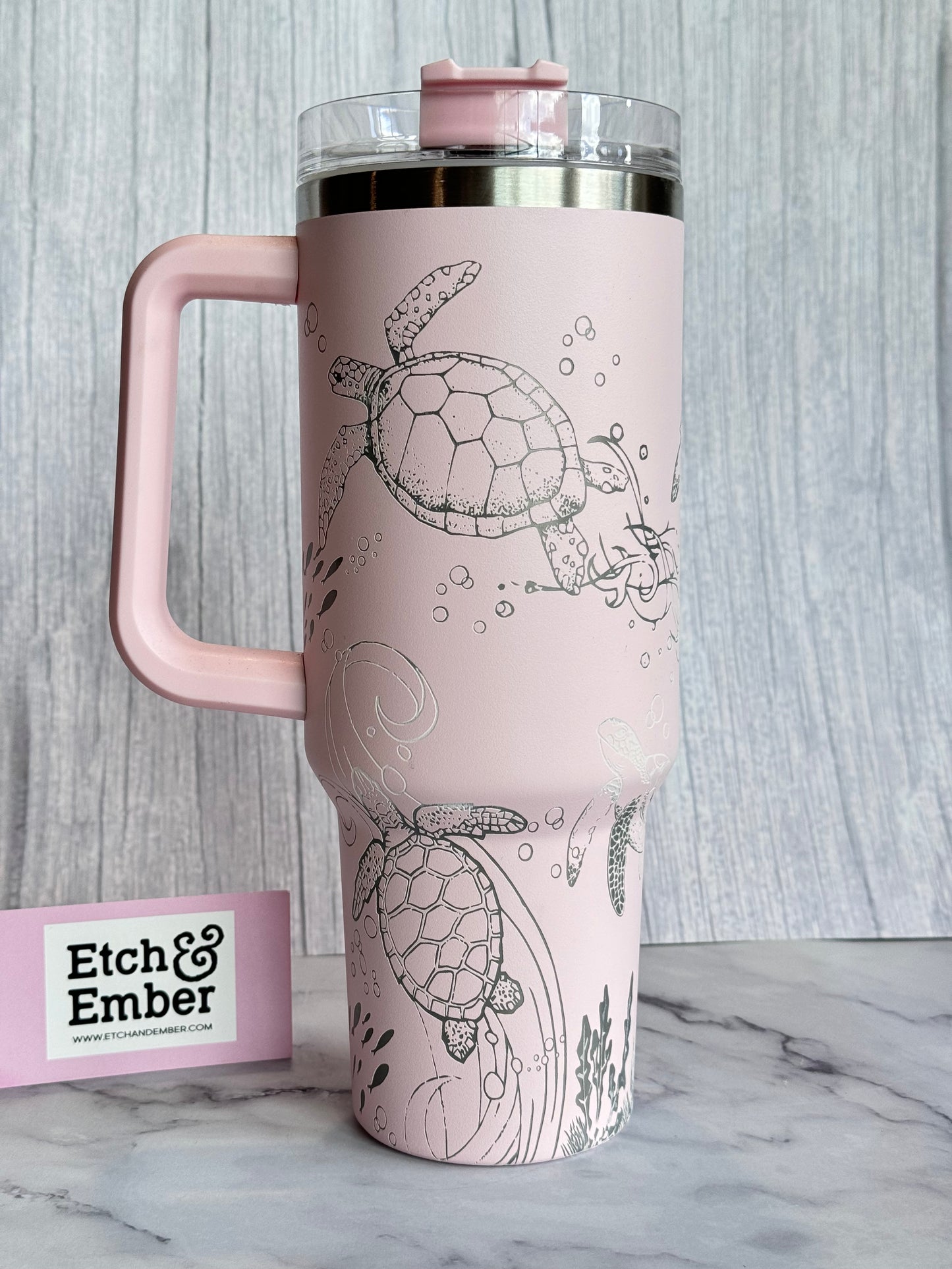 Sea Turtles Engraved Stanley 40oz- Ready to Ship- Petal