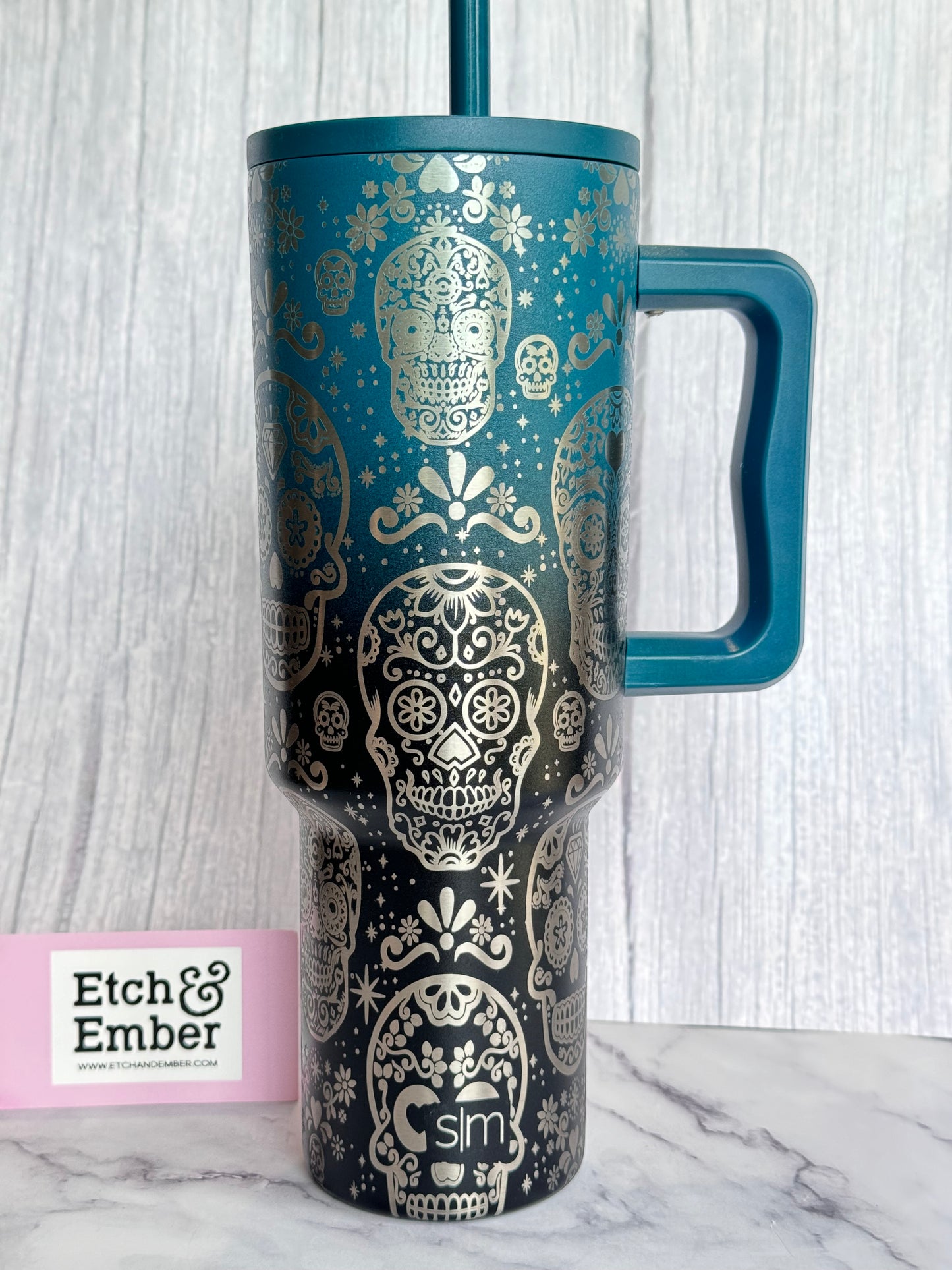 Sugar Skulls Engraved Simple Modern 40oz- Ready to Ship