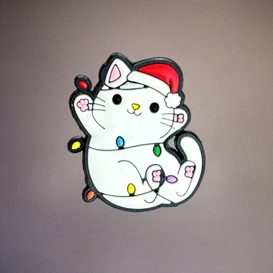 Christmas Kitty Silicone Tumbler Magnet