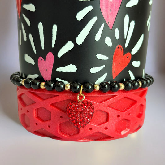 Red Bling Heart Tumbler Bracelet