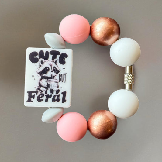 Cute But Feral Pink Handle Bracelet - Tumbler Handle Charm
