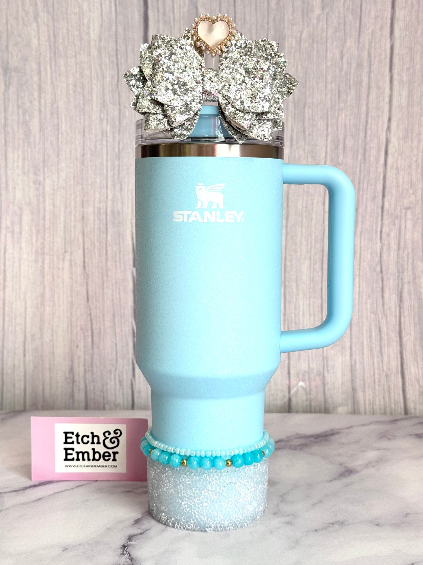 Aqua Blue Tumbler Bracelet Stack -fits 30-40oz