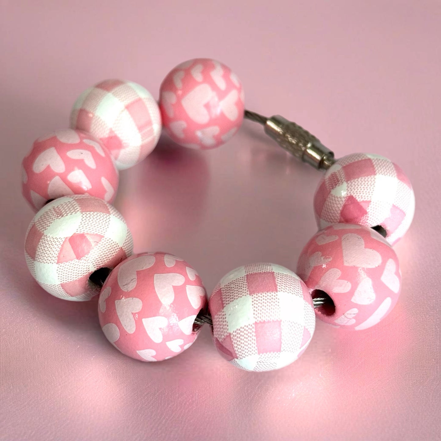 Pink Plaid Bracelet - Tumbler Handle Charm