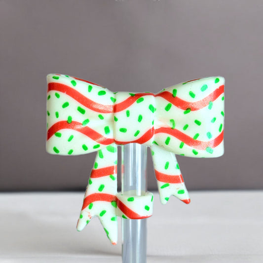 Christmas Cakes 3D Bow Straw Topper