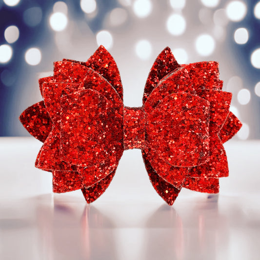 Ruby Red Glitter Tumbler Bow