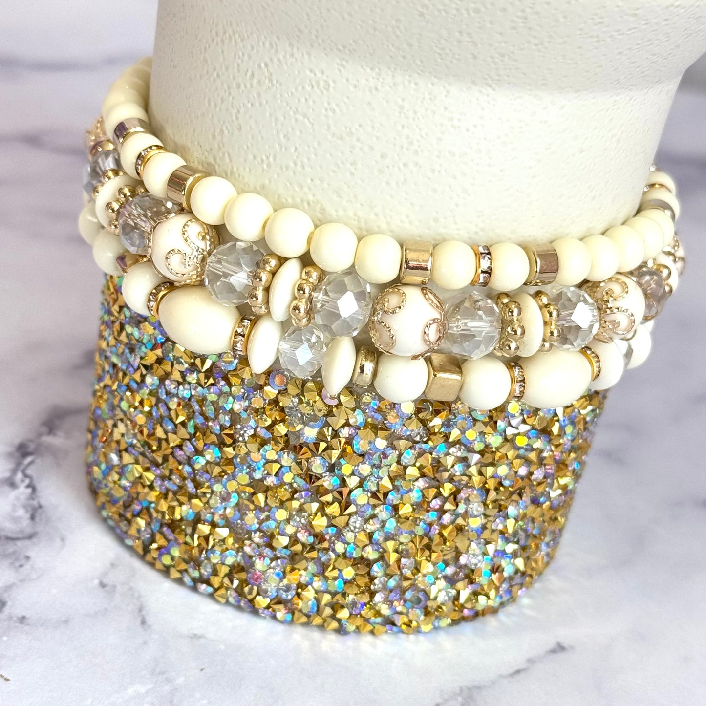 Cream Moon Tumbler Bracelet Stack -fits 30-40oz