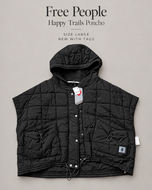 Free People Happy Trails Poncho — Black, Size Large
