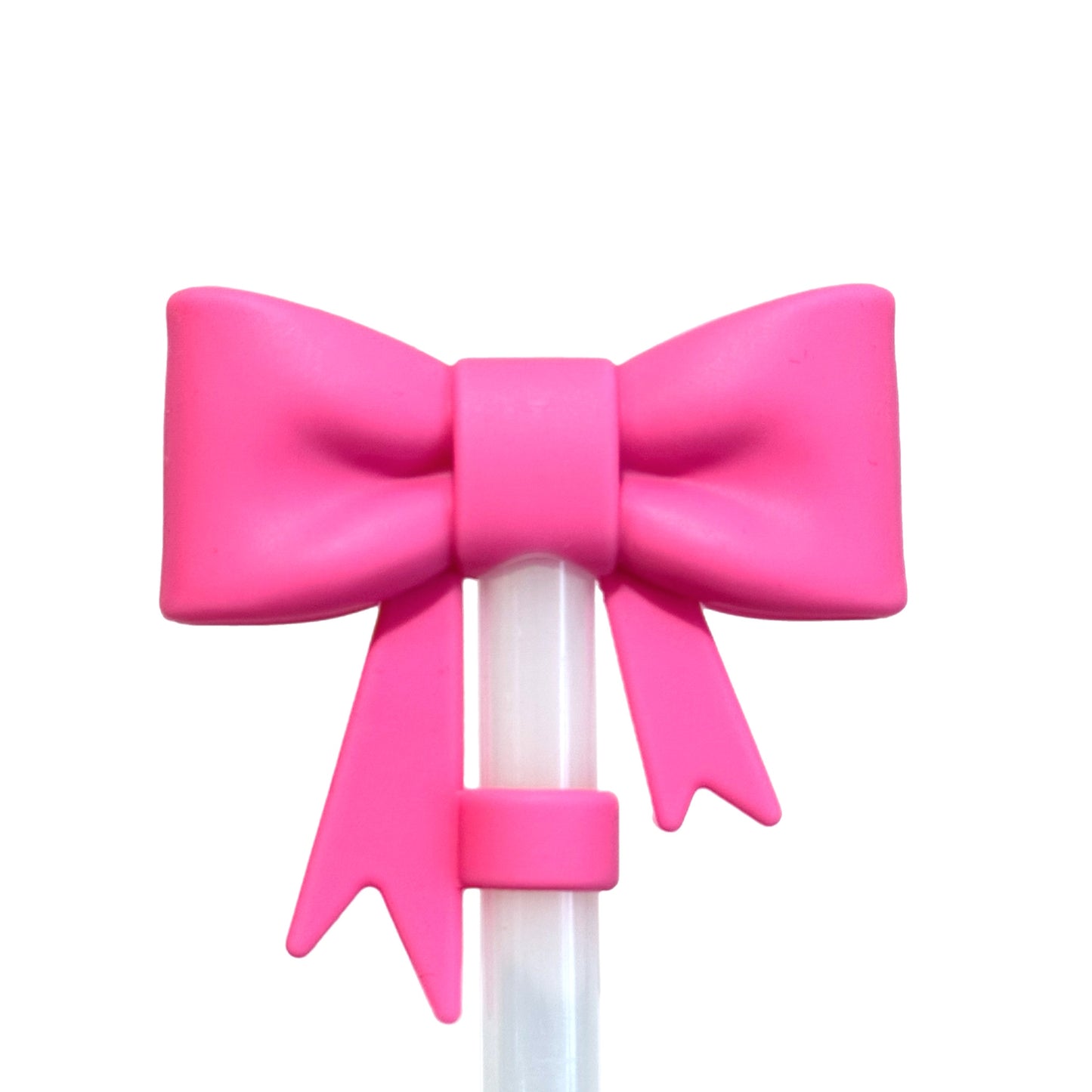 Hot Pink 3D Bow Straw Topper