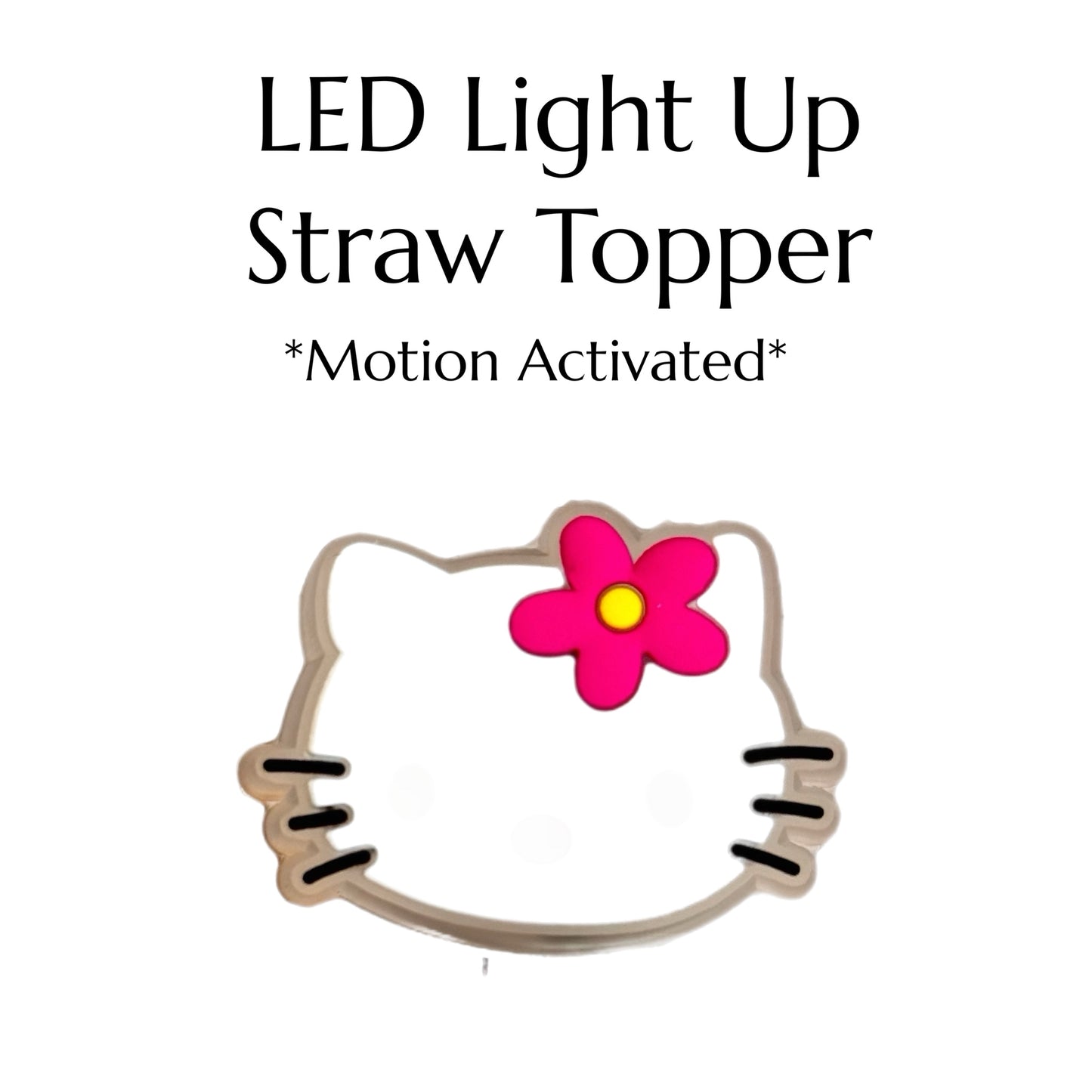 LED LIGHT UP CUTE KITTY Straw Topper