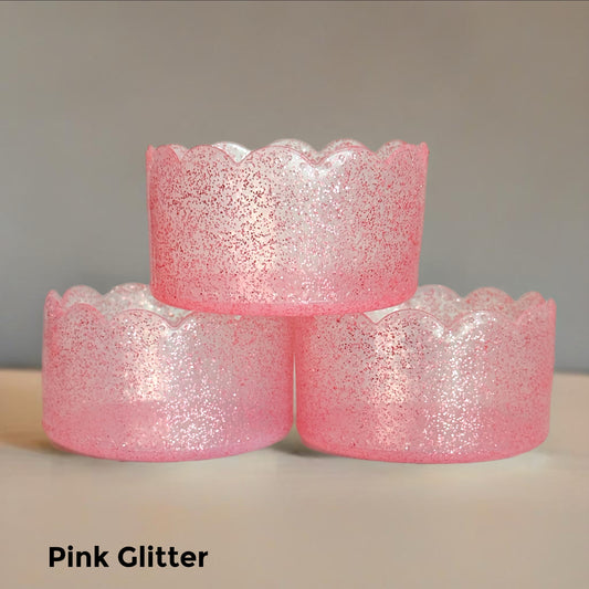 Pink Glitter Scalloped Tumbler Boot -fits 20-40oz