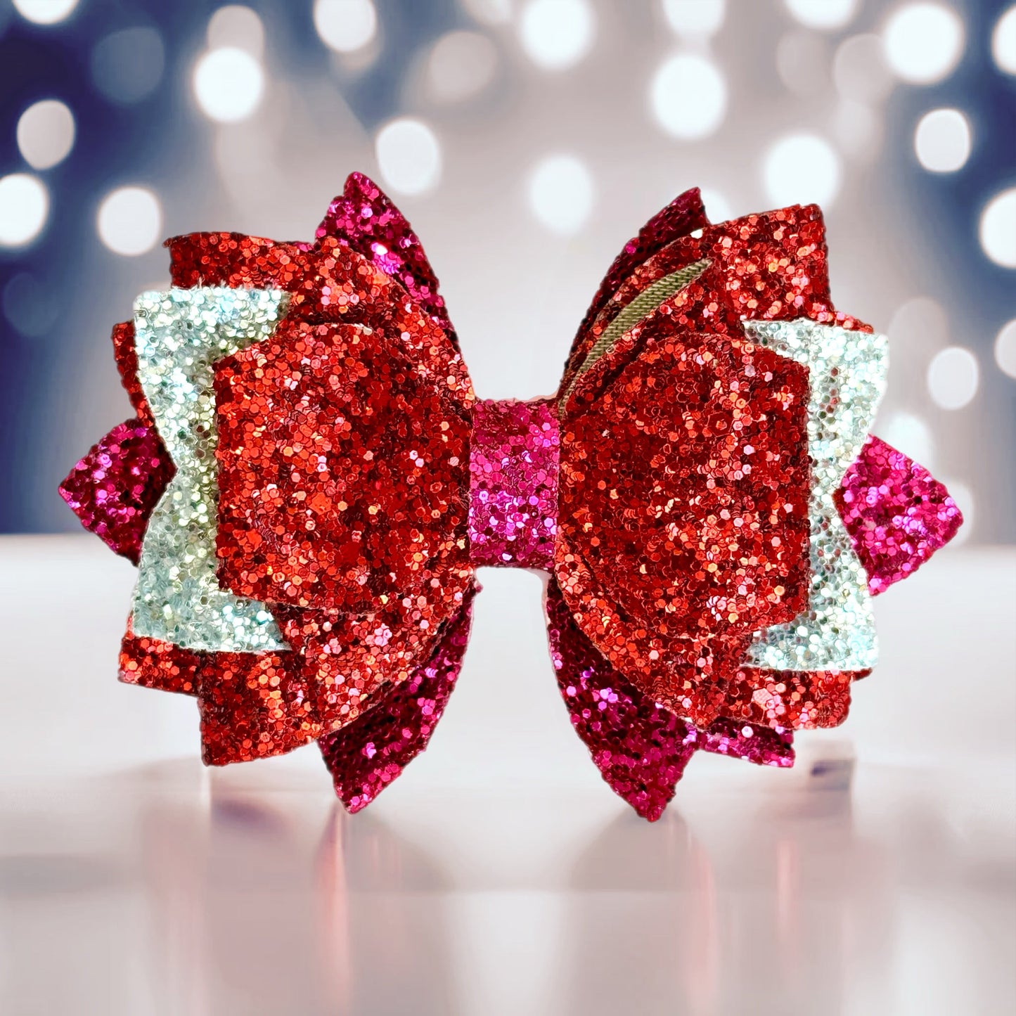 Pink & Red Glitter Tumbler Bow