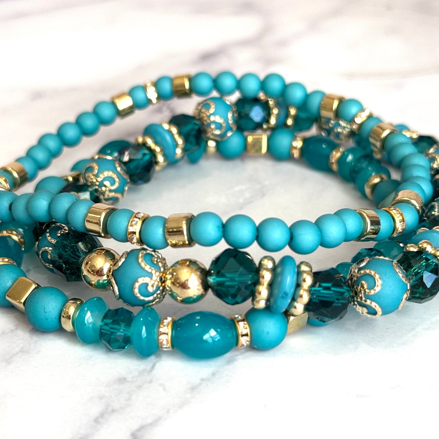 Seafoam Teal Tumbler Bracelet Stack -fits 30-40oz