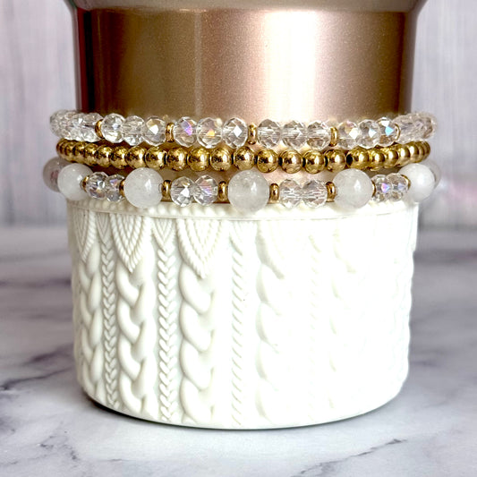 Crystal Gold Tumbler Bracelet Stack -fits 30-40oz