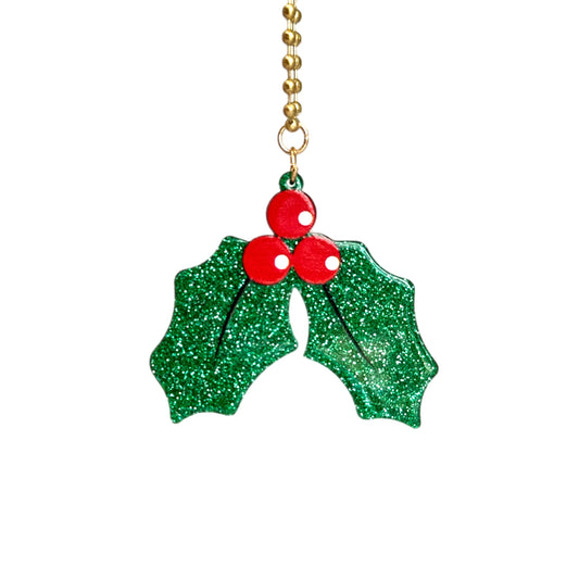 Glitter & Holly Charm - Tumbler Handle Charm