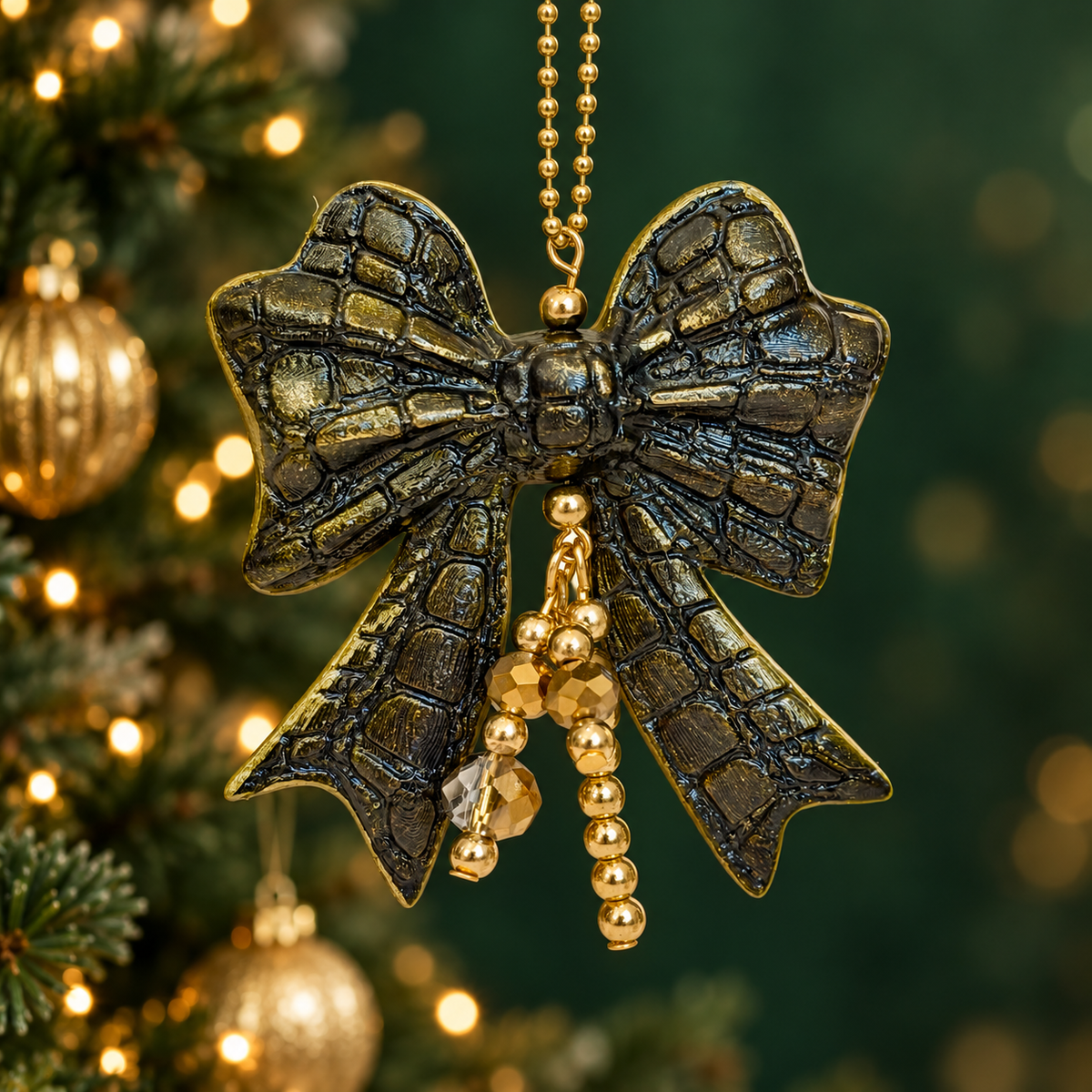 Emerald Croc Bow Charm