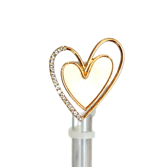 Double Heart Deluxe Metal Straw Topper