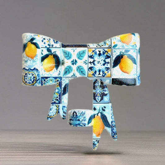 Mediterranean Lemon 3D Bow Straw Topper