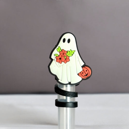 Floral Ghost Straw Topper