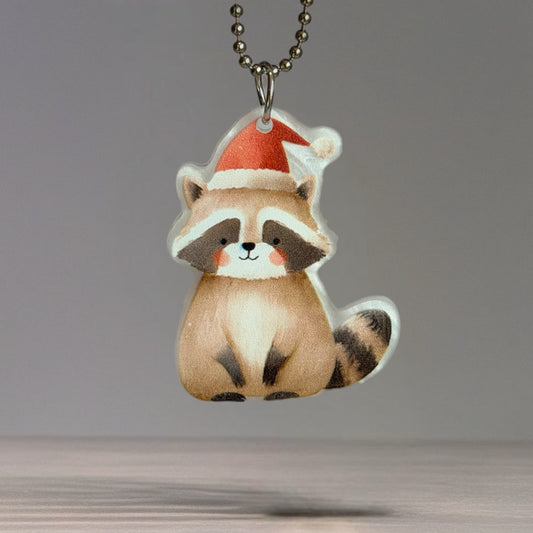 Sweet Raccoon Christmas Charm - Tumbler Handle Charm