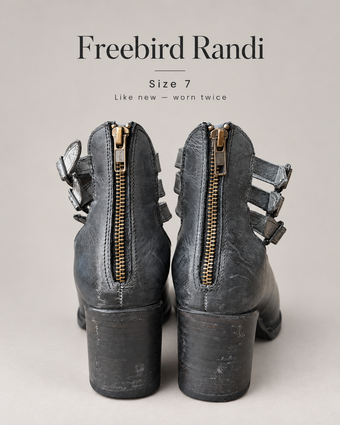 FREEBIRD Randi Leather Ankle-Strap Heels — Size 7