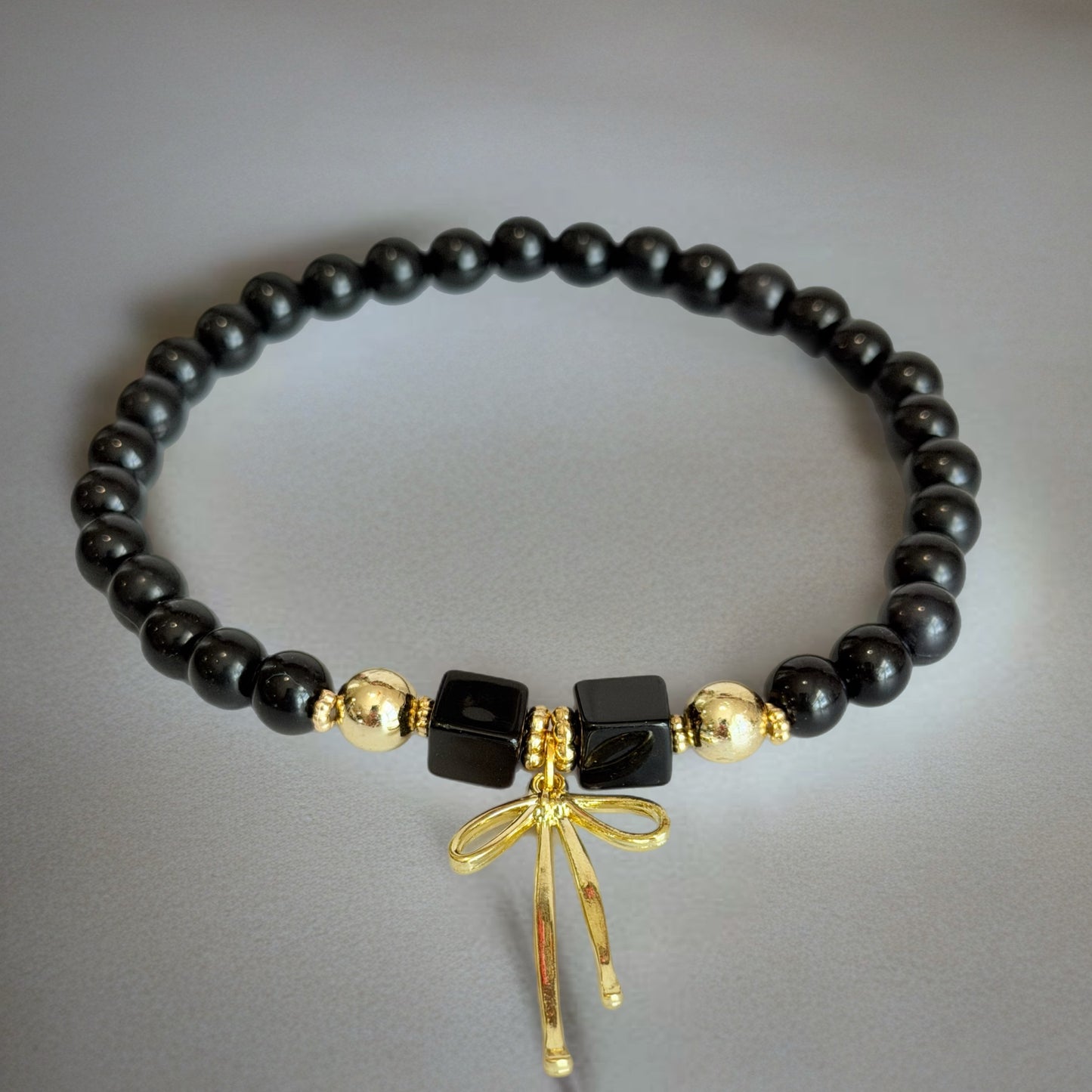 Black & Gold Bow Tumbler Bracelet