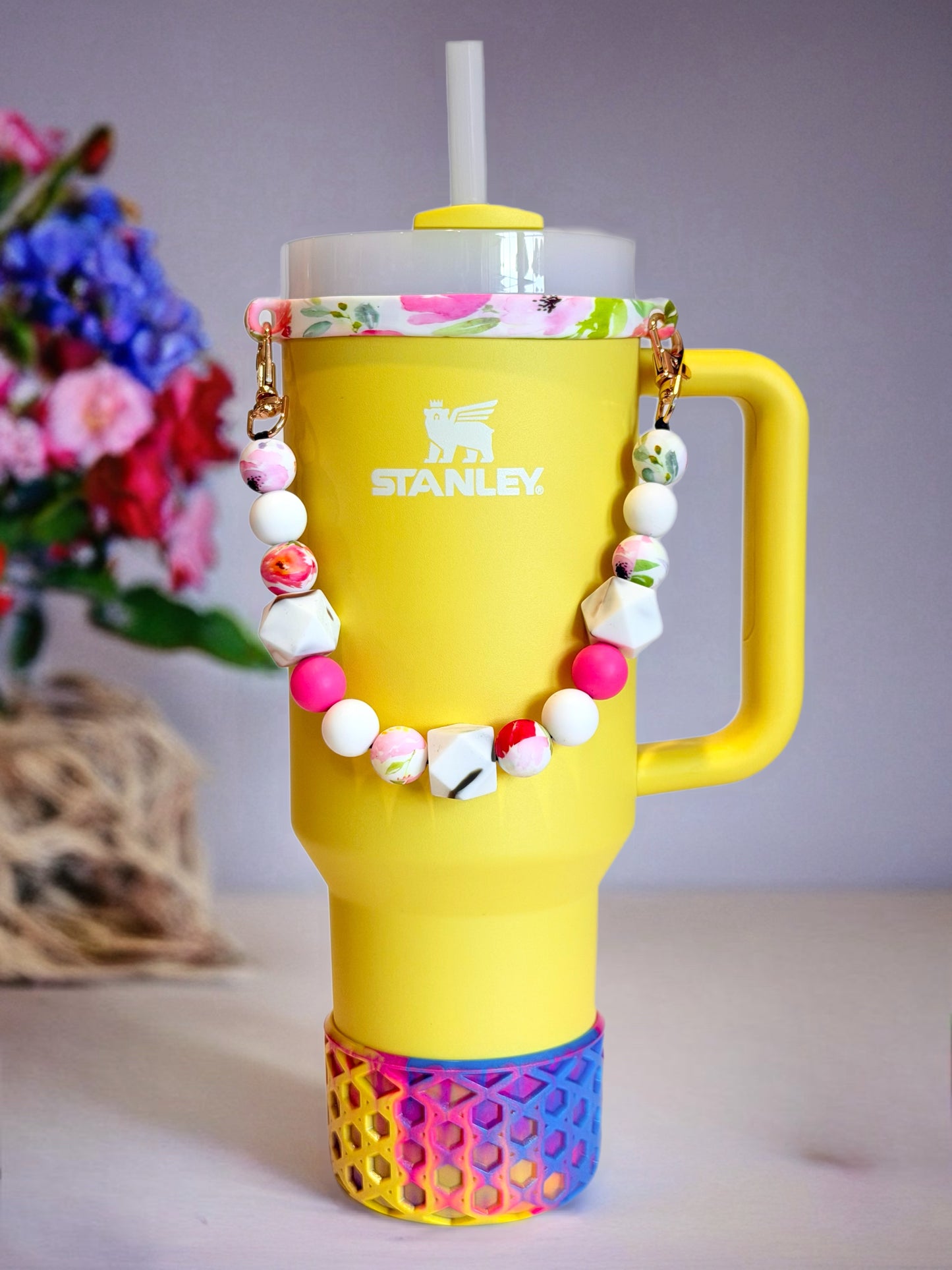Watercolor Floral Charm Necklace Collar
