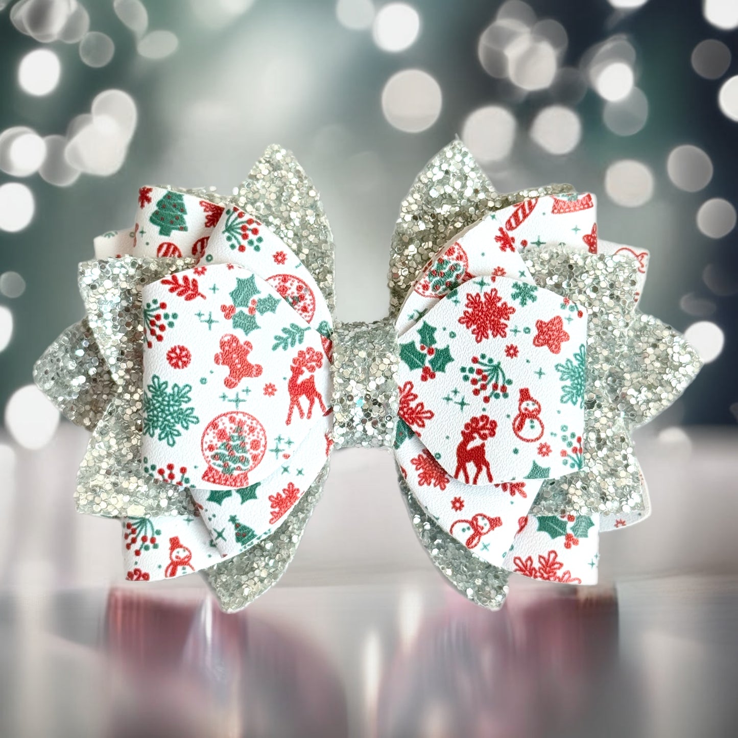 Christmas Cheer Glitter Tumbler Bow