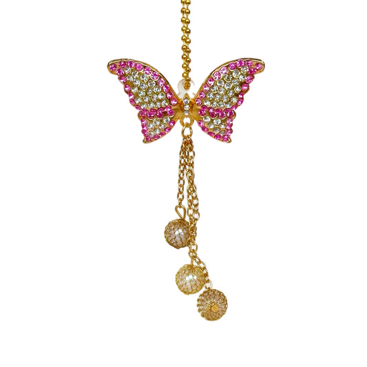 Pink Butterfly & Pearls Charm - Tumbler Handle Charm