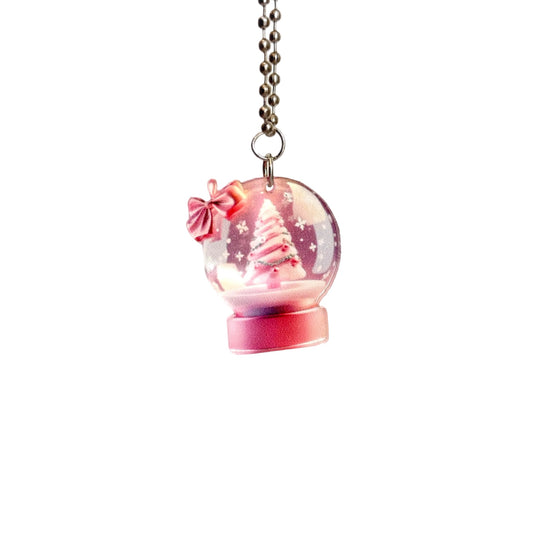 Pink Snow Globe Charm - Tumbler Handle Charm