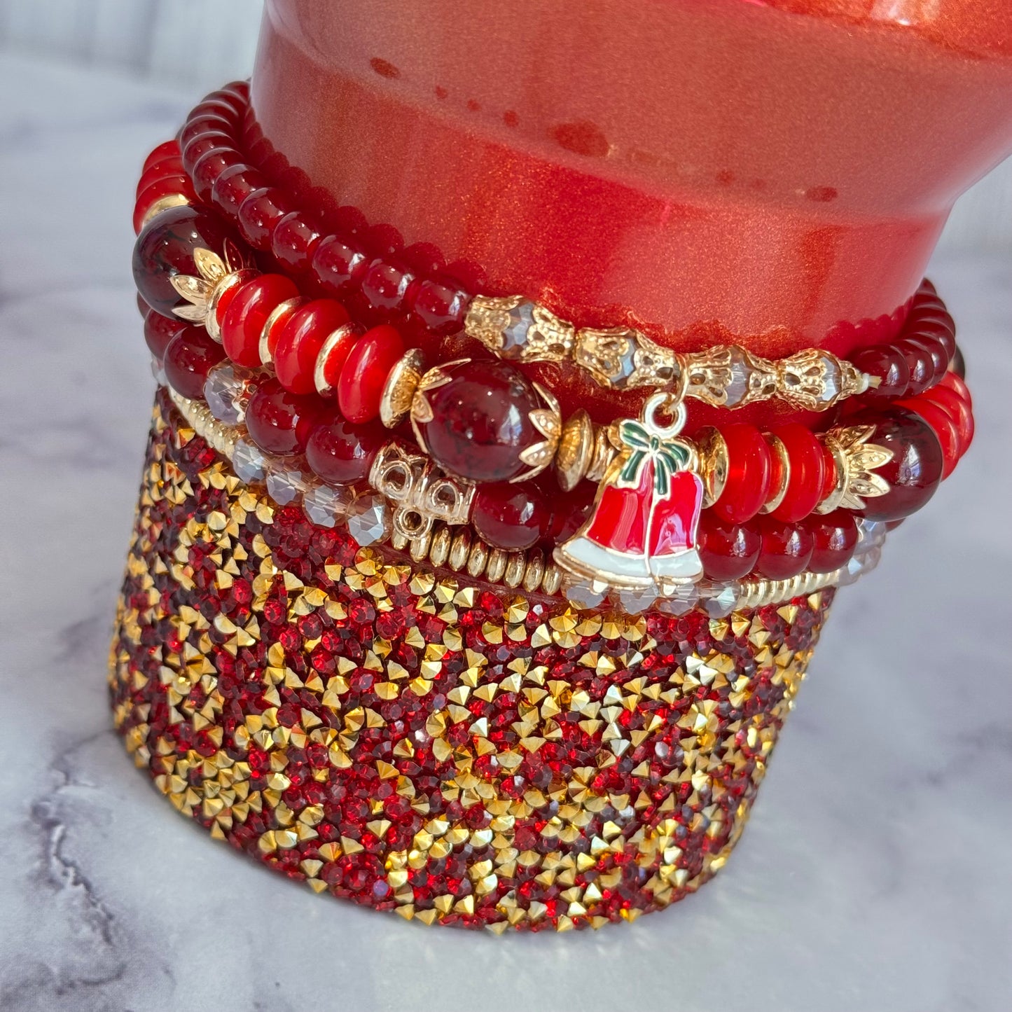 Scarlet Tinsel Tumbler Bracelet Stack -fits 30-40oz