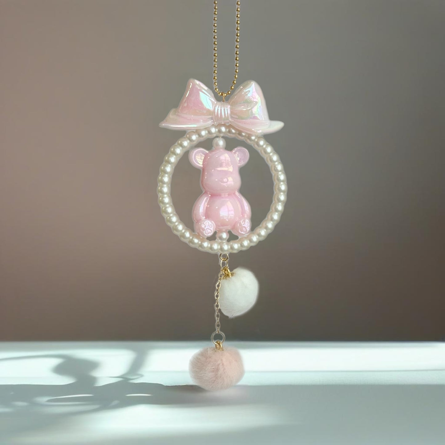 Pink Shimmer Bear Charm - Tumbler Handle Charm