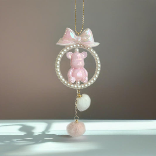 Pink Shimmer Bear Charm - Tumbler Handle Charm