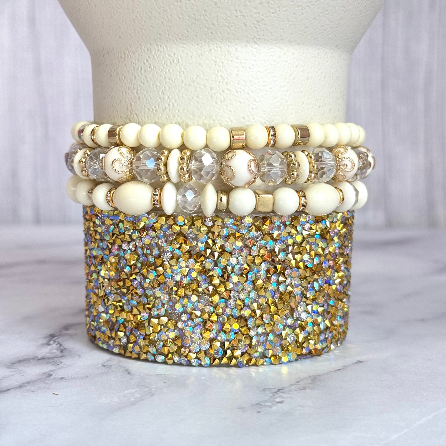 Cream Moon Tumbler Bracelet Stack -fits 30-40oz