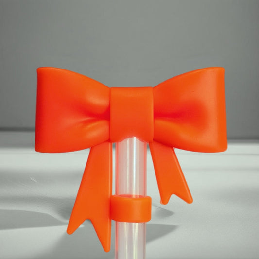 Orange 3D Bow Straw Topper