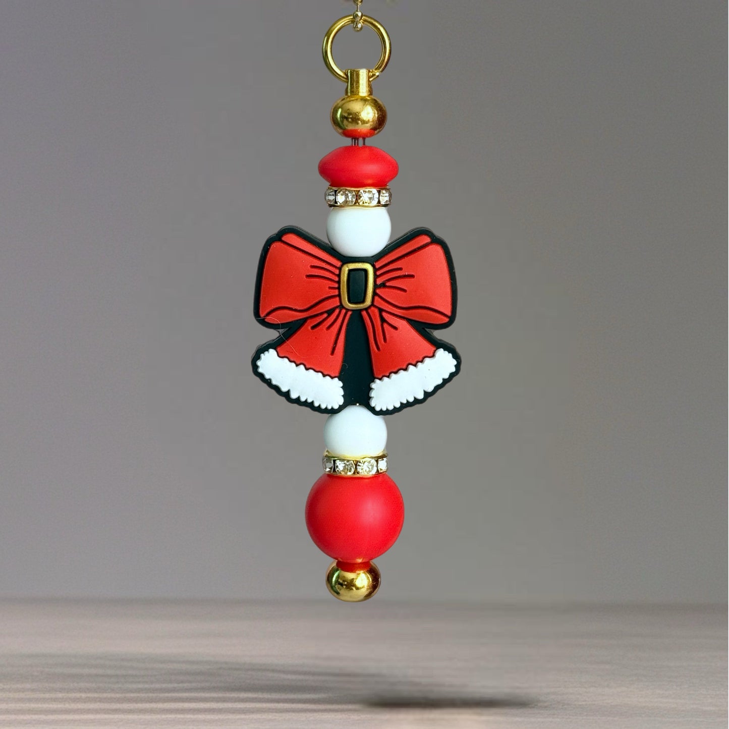 Santa Bow Bar Charm - Tumbler Handle Charm