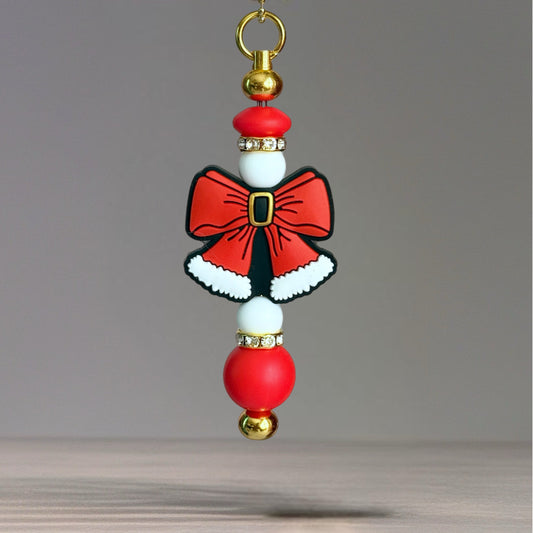 Santa Bow Bar Charm - Tumbler Handle Charm