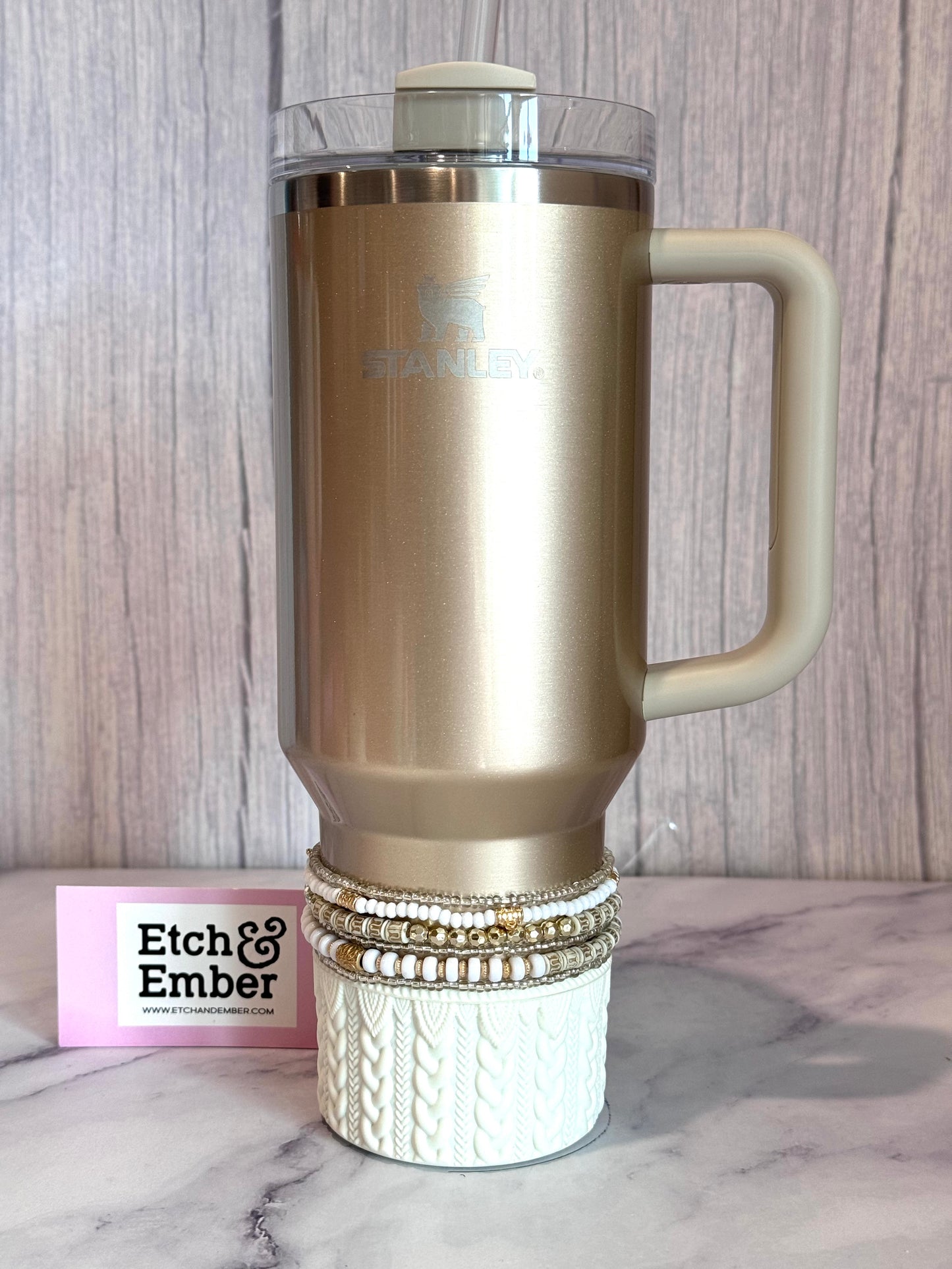 Cream & Gold Tumbler Bracelet Stack -fits 30-40oz