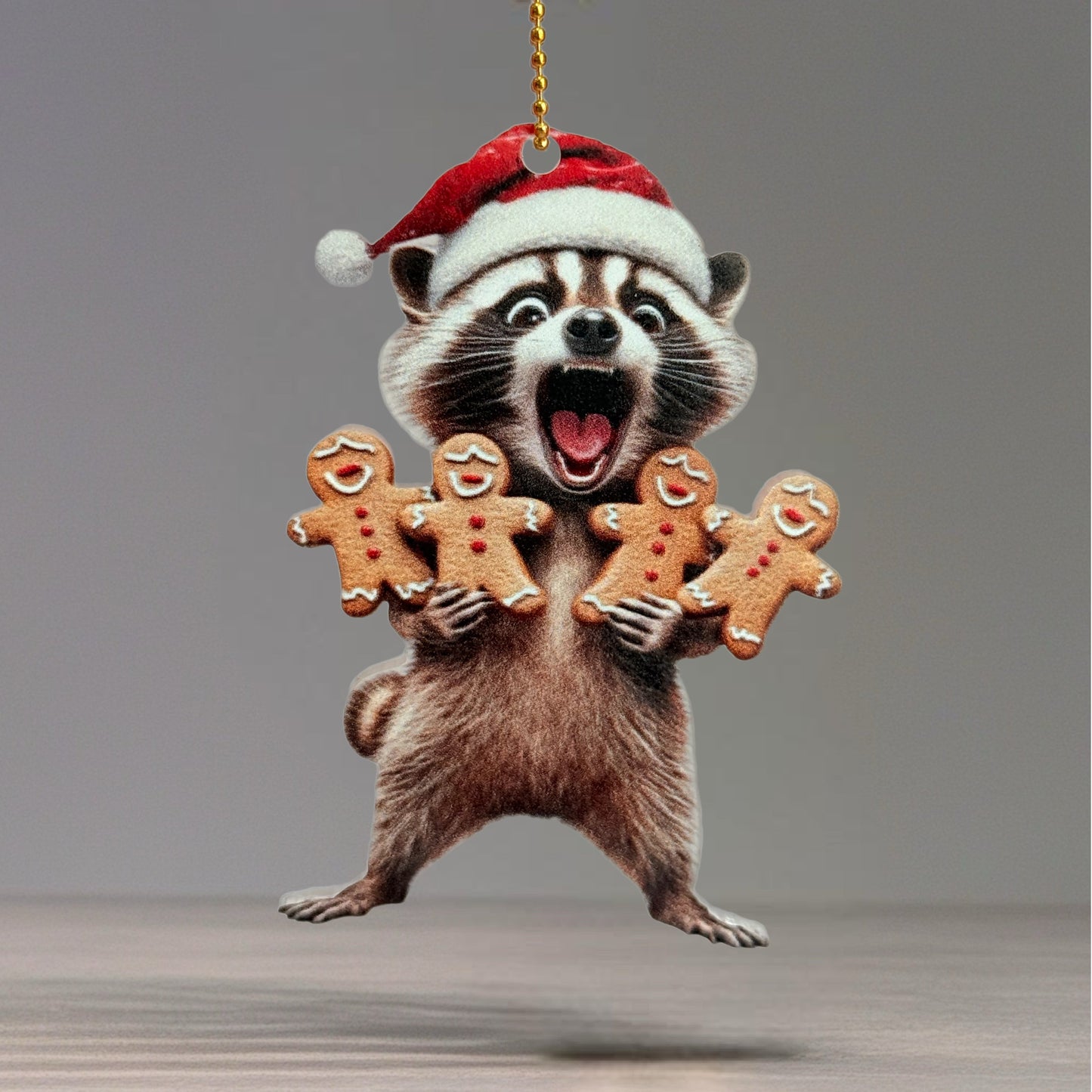 Gingerbread Raccoon Charm - Tumbler Handle Charm