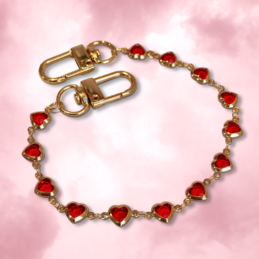 Tiny Red Hearts Deluxe Tumbler Charm Necklace