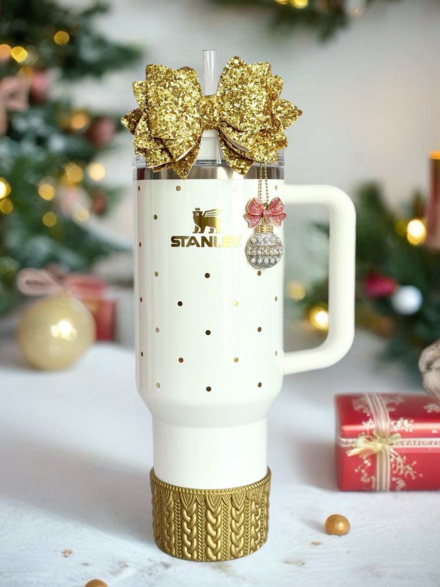 Baby Bow Christmas Charm - Tumbler Handle Charm