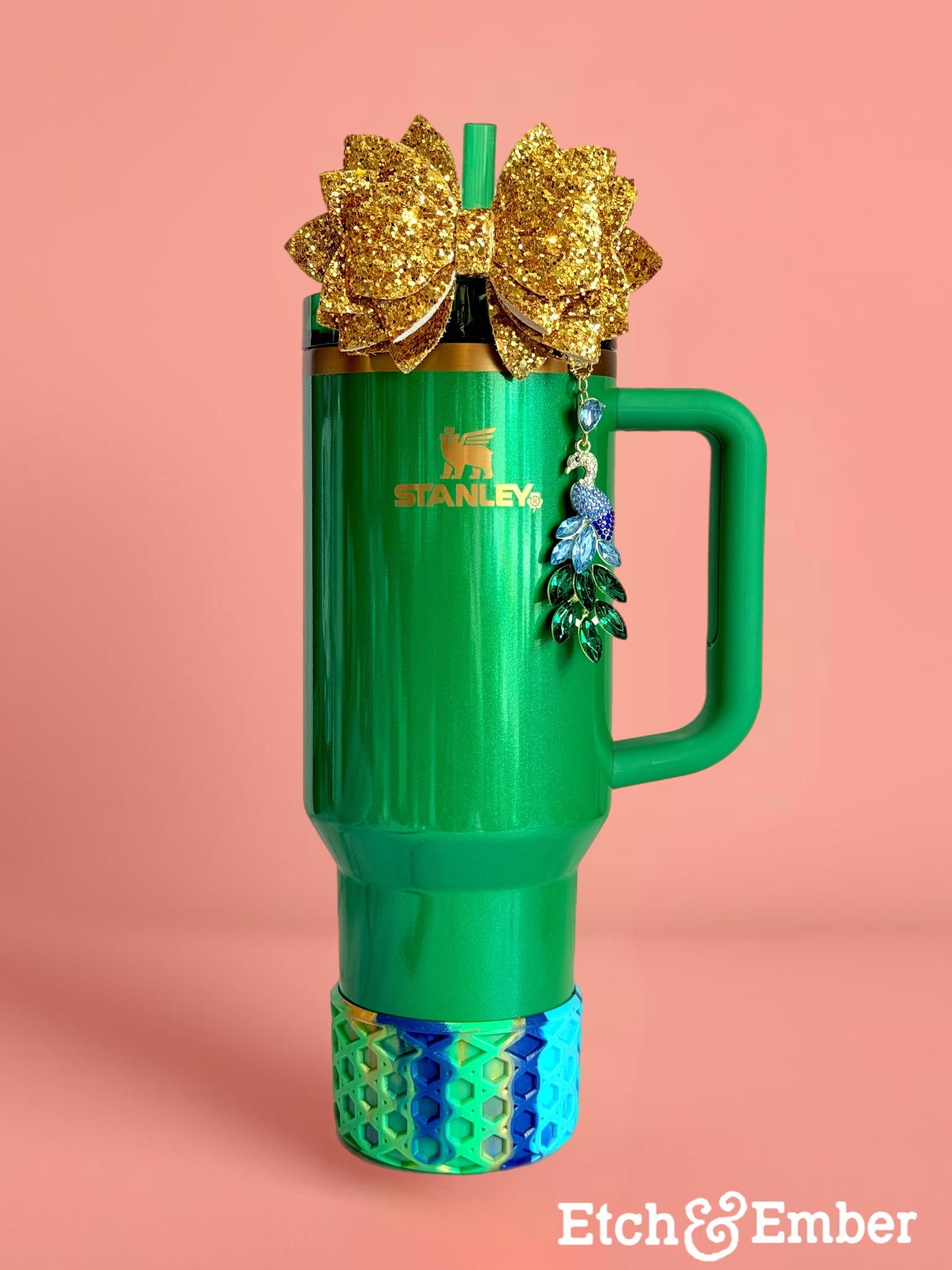 Bling Peacock Charm - Tumbler Handle Charm