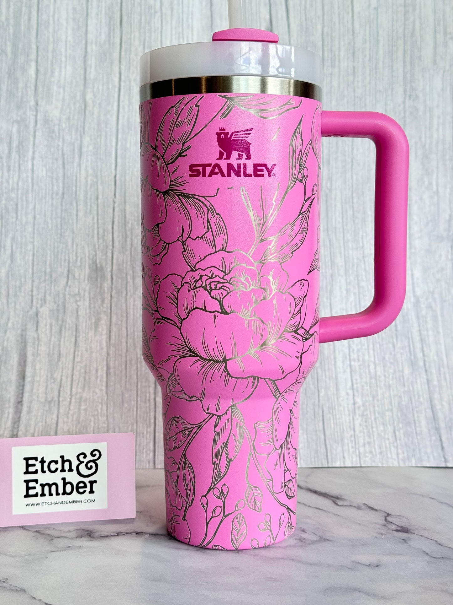 Peony Engraved Stanley 40oz- Ready to Ship